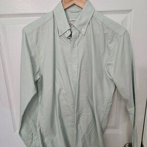 JOHN HENRIC Oxford Dress Shirt 15 - 38 Light Green Button Down Office Work
